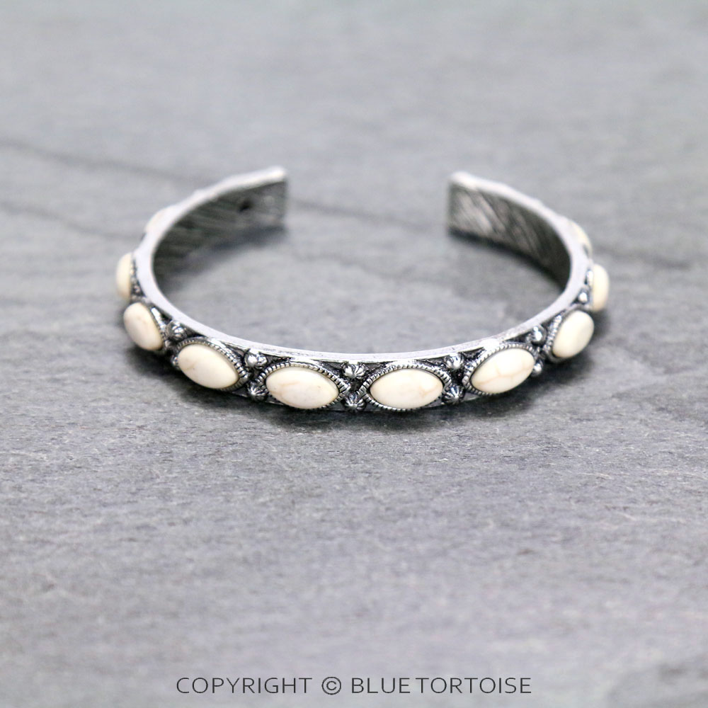Western Oval Stone Cuff Bracelet