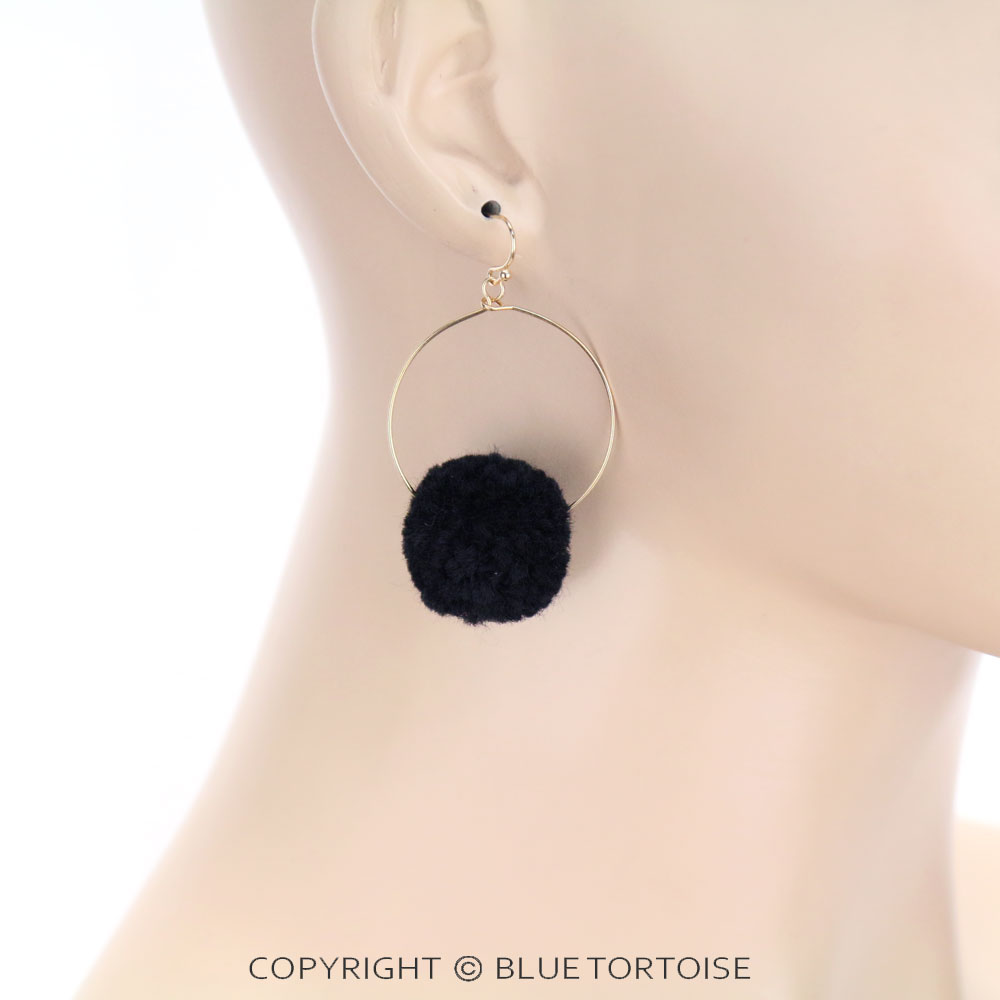 Pompom Teardrop Dangle Earrings - Image 2