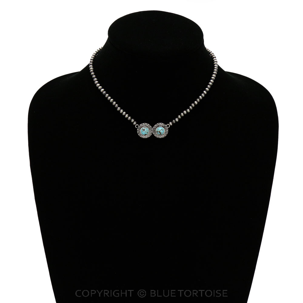 Western Stone Pendant Choker Necklace - Image 2