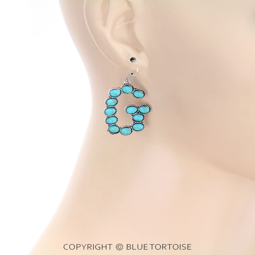 Initial "G" Stone Dangle Earrings - Image 2