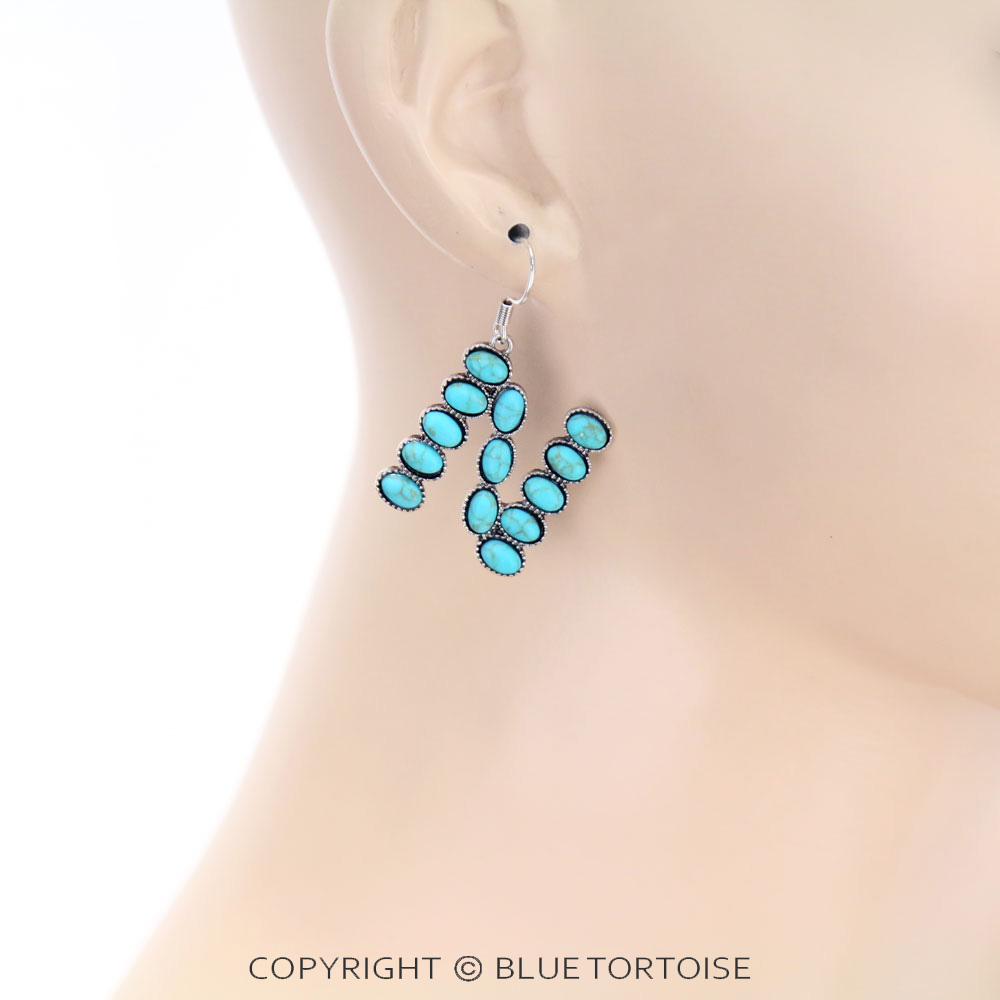 Initial "N" Stone Dangle Earrings - Image 2