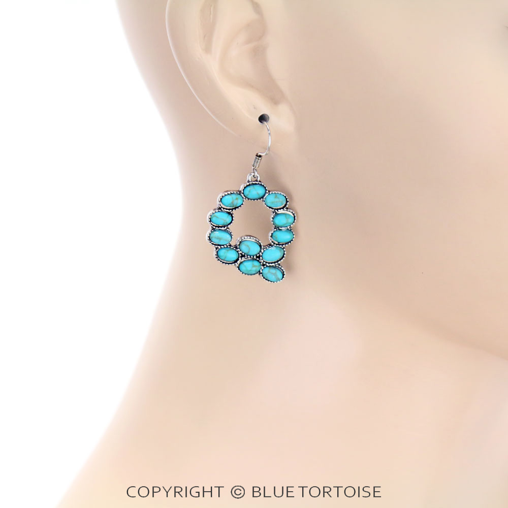 Initial "Q" Stone Dangle Earrings - Image 2