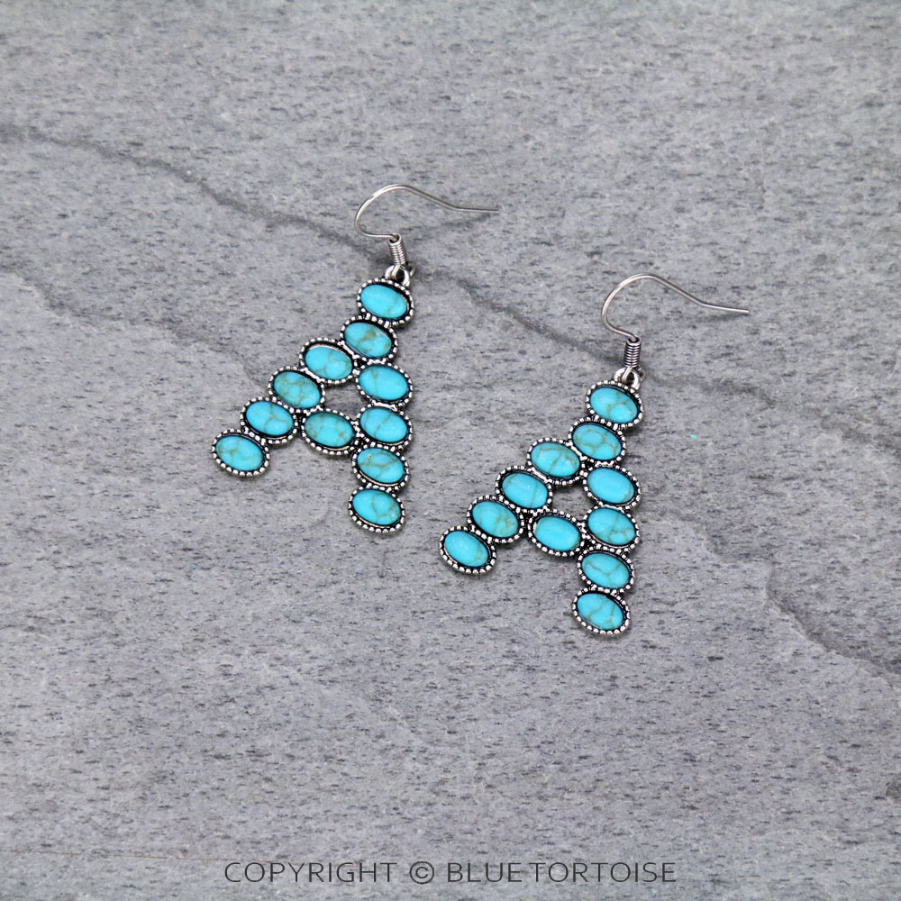 Initial "A" Stone Dangle Earrings