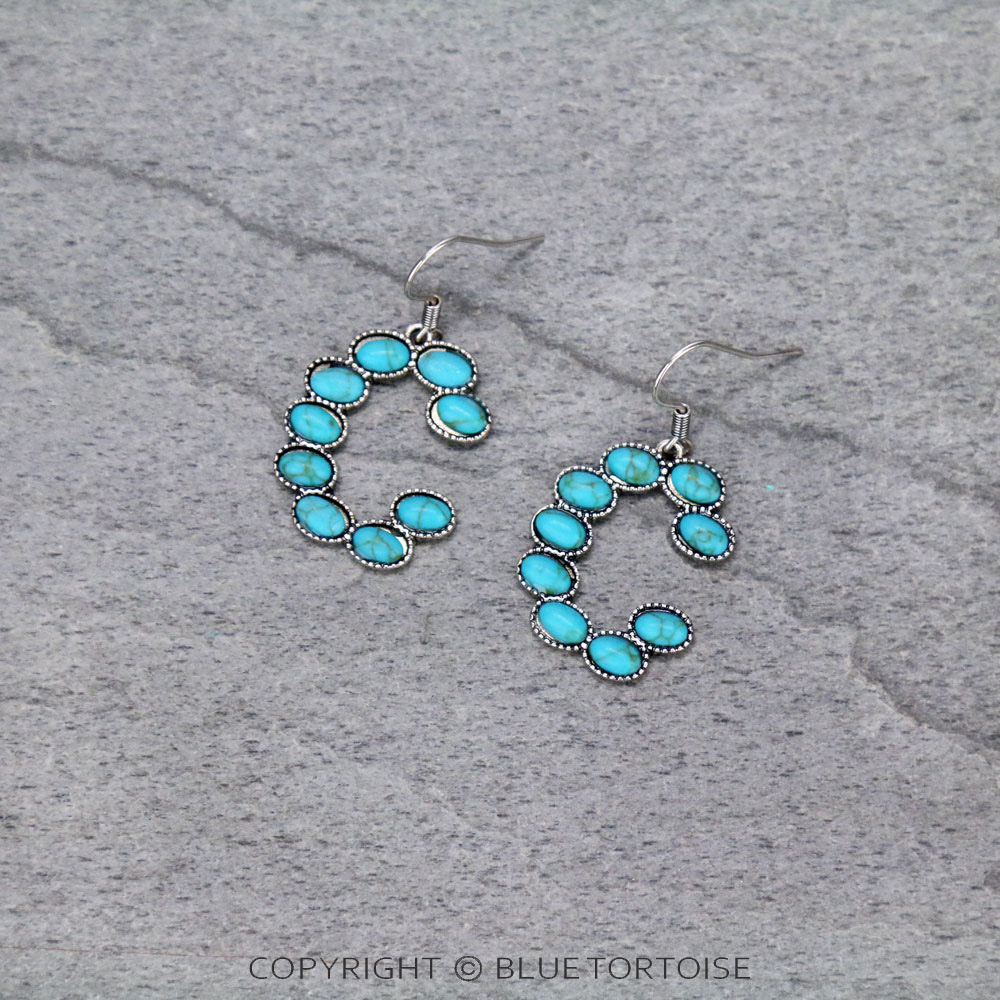Initial "C" Stone Dangle Earrings