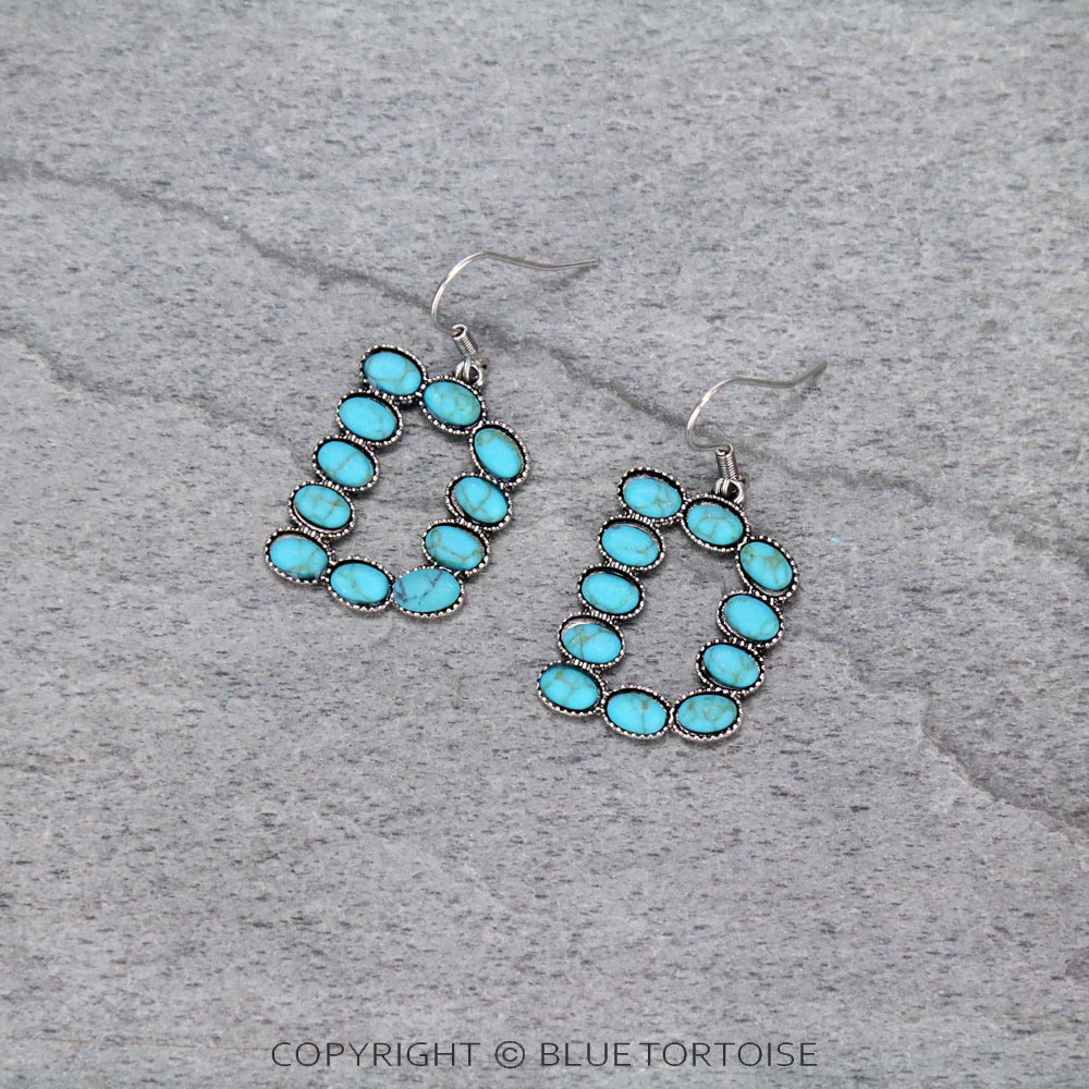 Initial "D" Stone Dangle Earrings