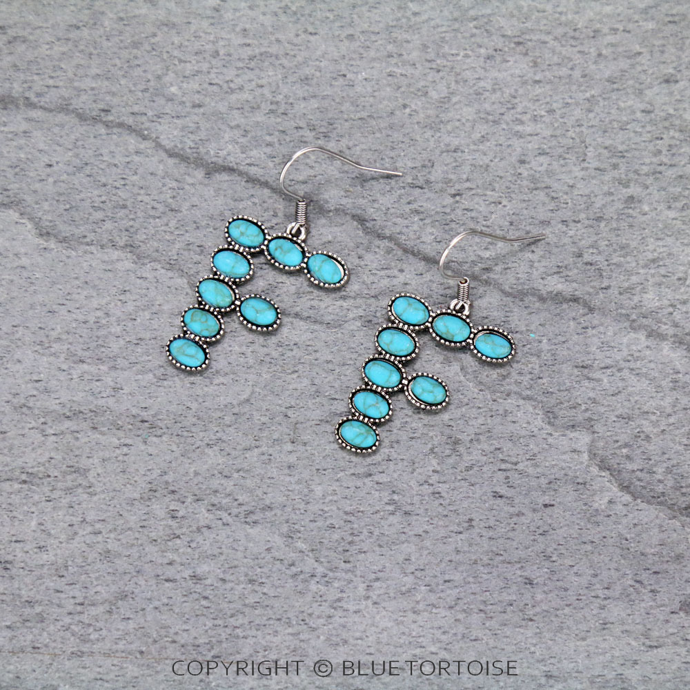 Initial "F" Stone Dangle Earrings