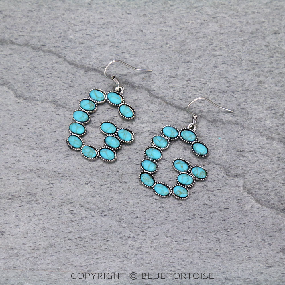 Initial "G" Stone Dangle Earrings