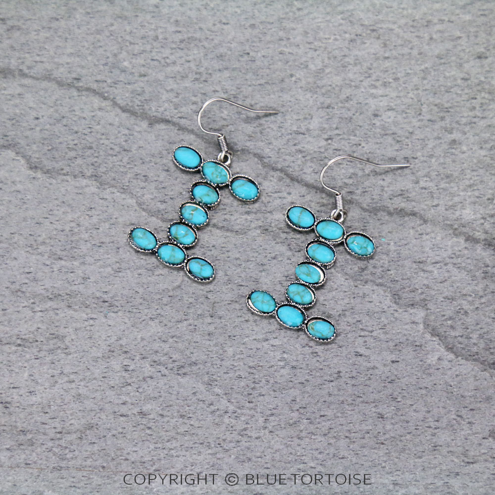 Initial "I" Stone Dangle Earrings