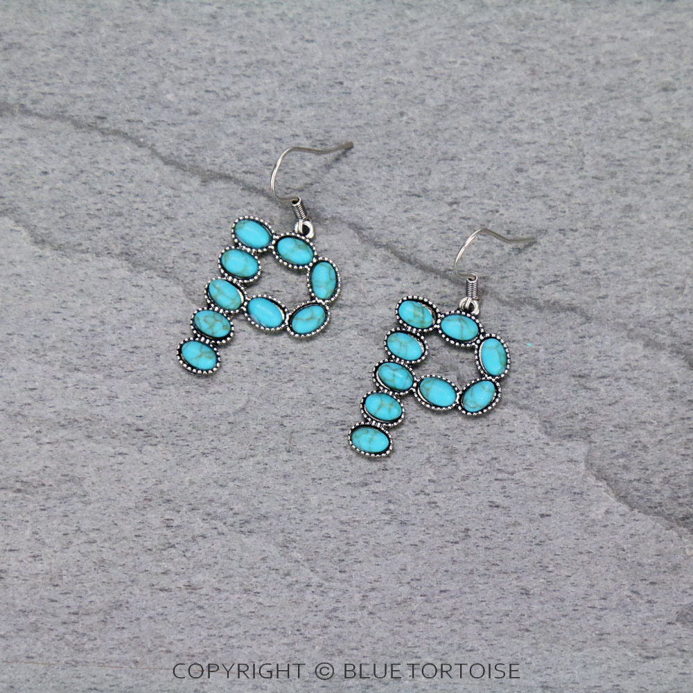 Initial "P" Stone Dangle Earrings