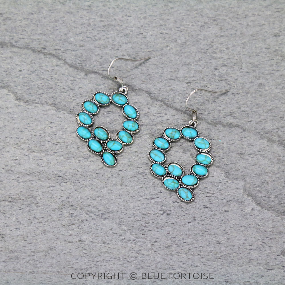 Initial "Q" Stone Dangle Earrings