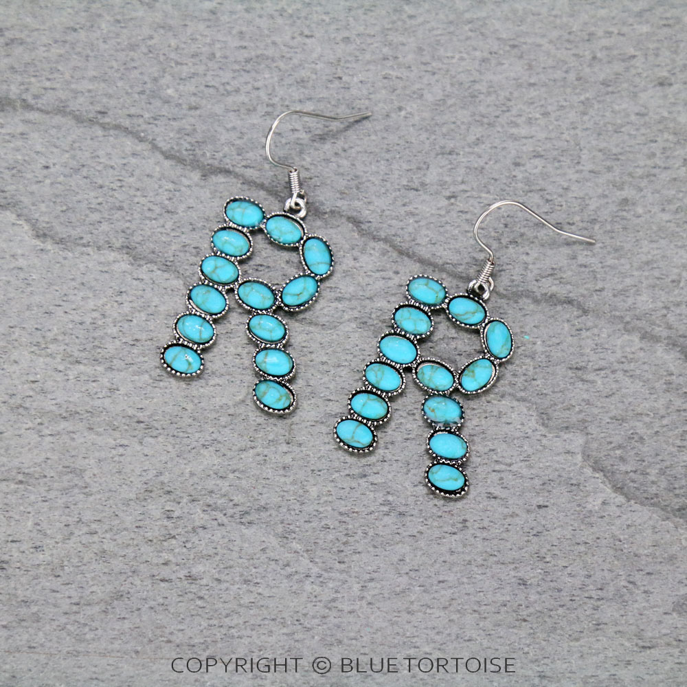 Initial "R" Stone Dangle Earrings