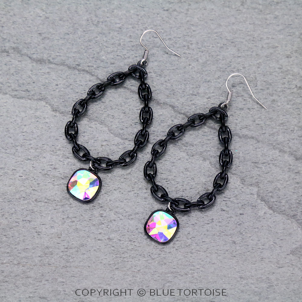 Teardrop with Glass Stone Dangle Earrings