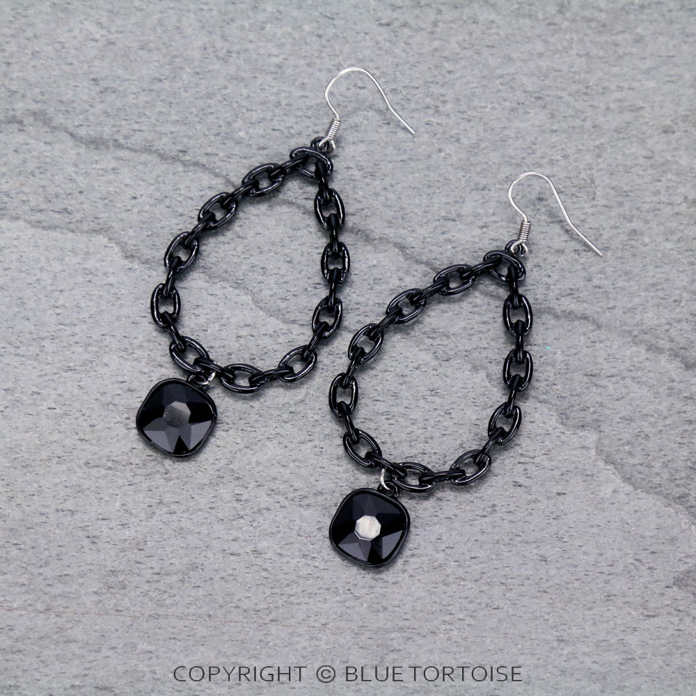 Teardrop with Glass Stone Dangle Earrings