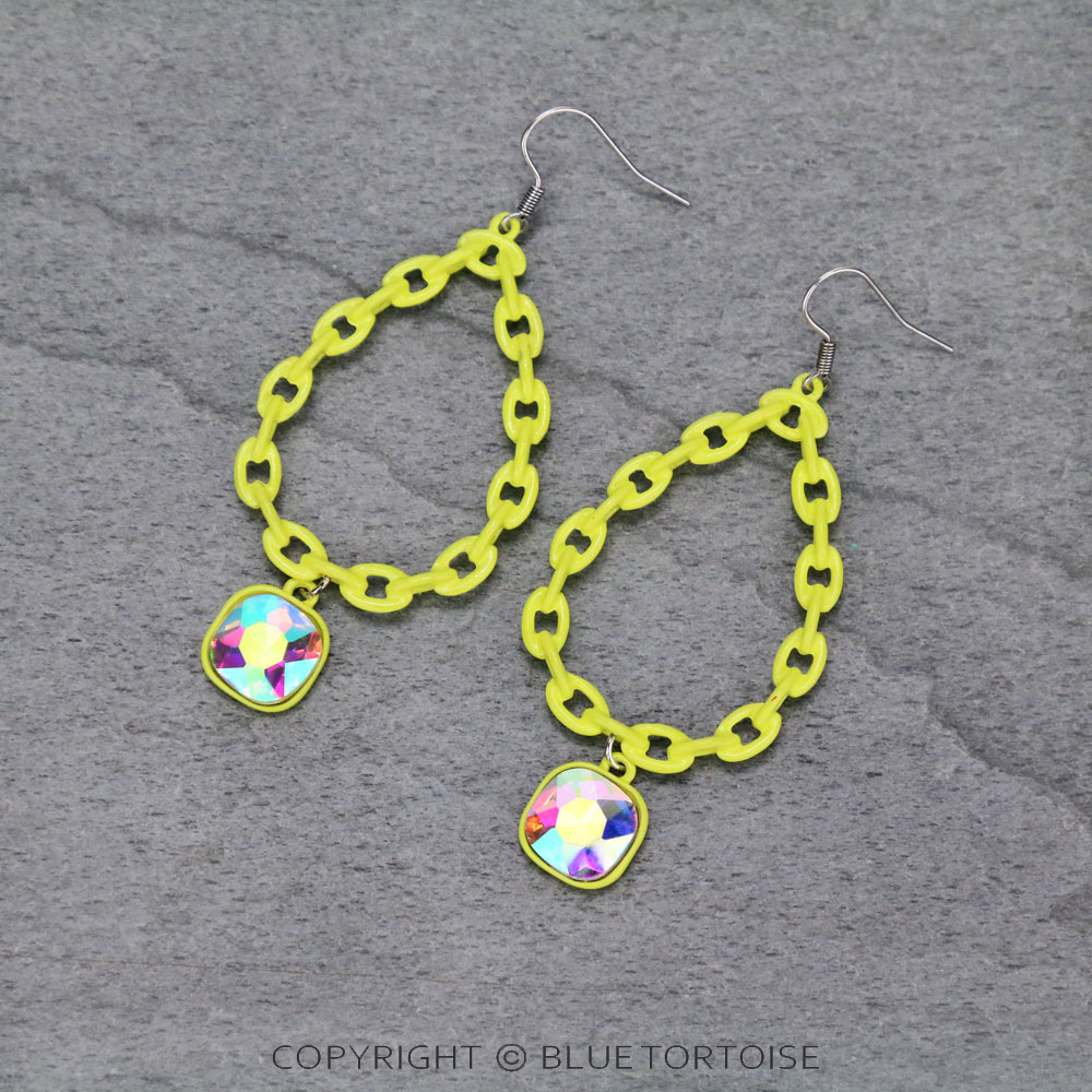 Teardrop with Glass Stone Dangle Earrings