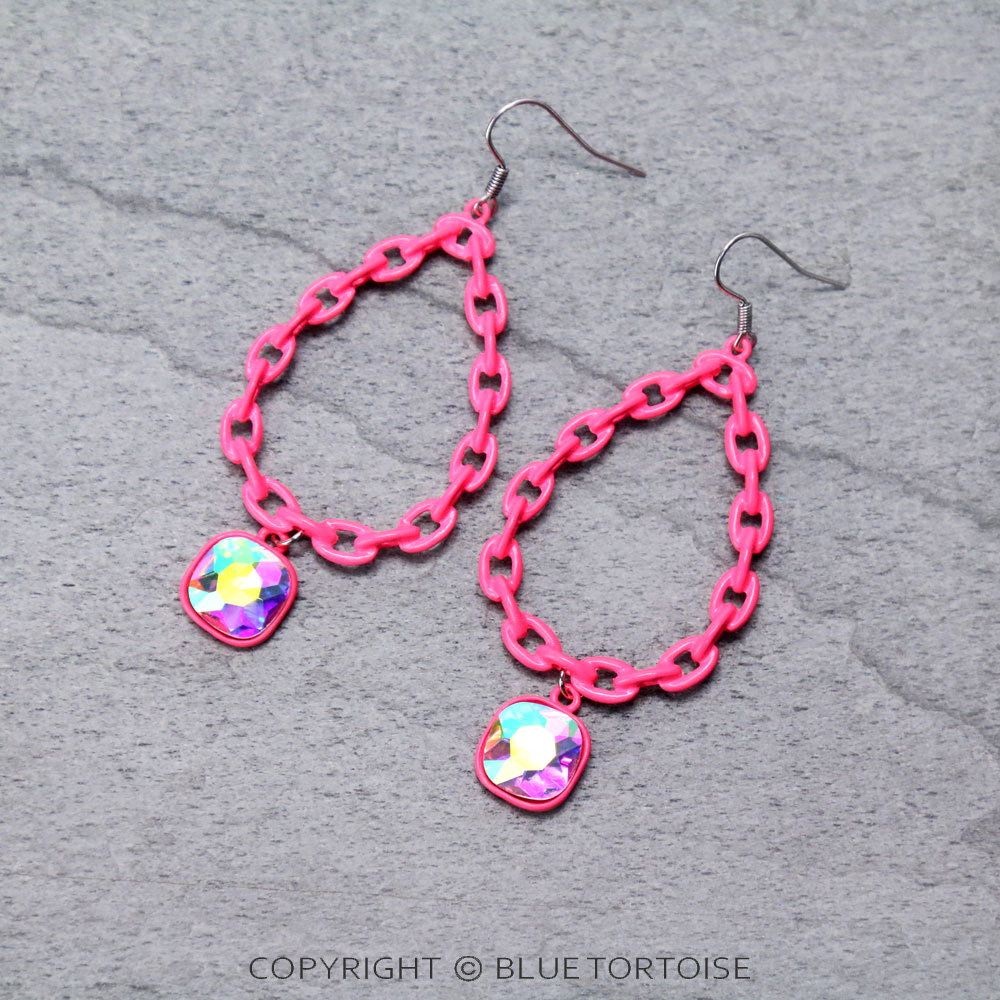 Teardrop with Glass Stone Dangle Earrings