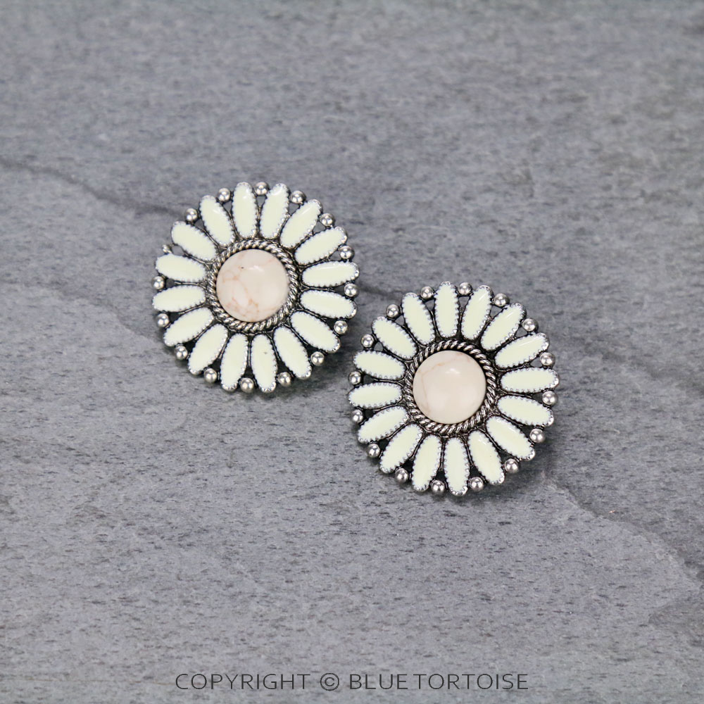 Western Epoxy Concho Stud Earrings