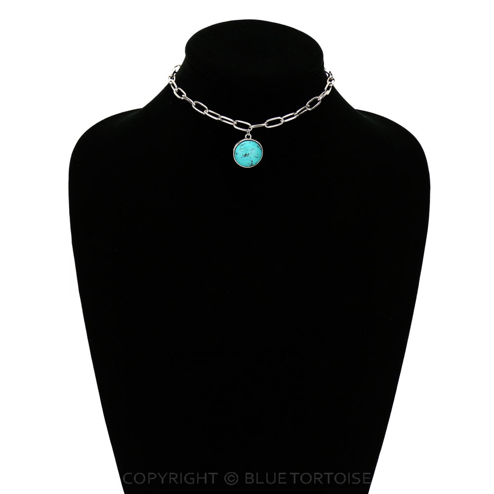 Round Stone Pendant Choker - Image 2