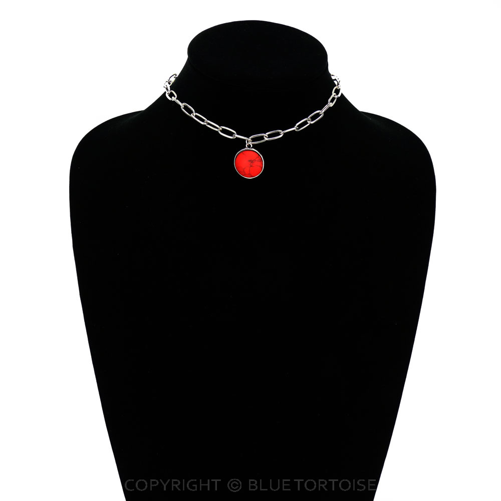 Round Stone Pendant Choker - Image 2
