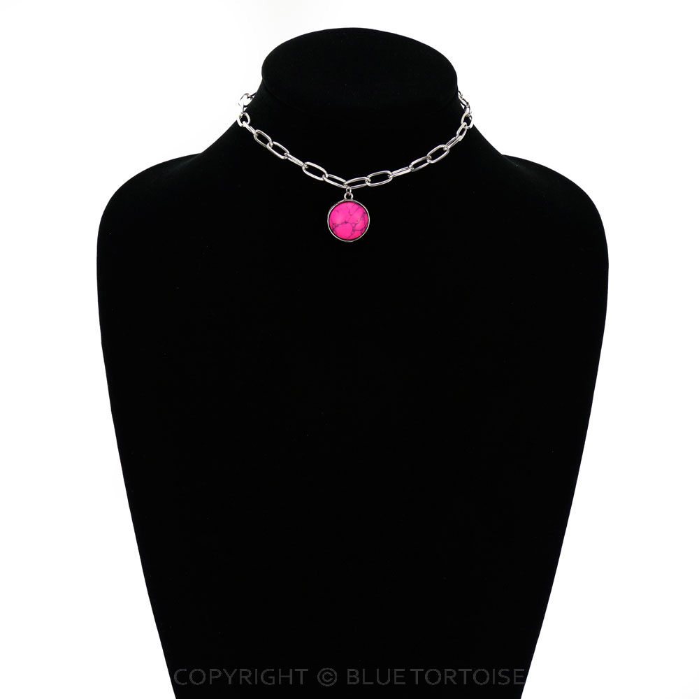 Round Stone Pendant Choker - Image 2