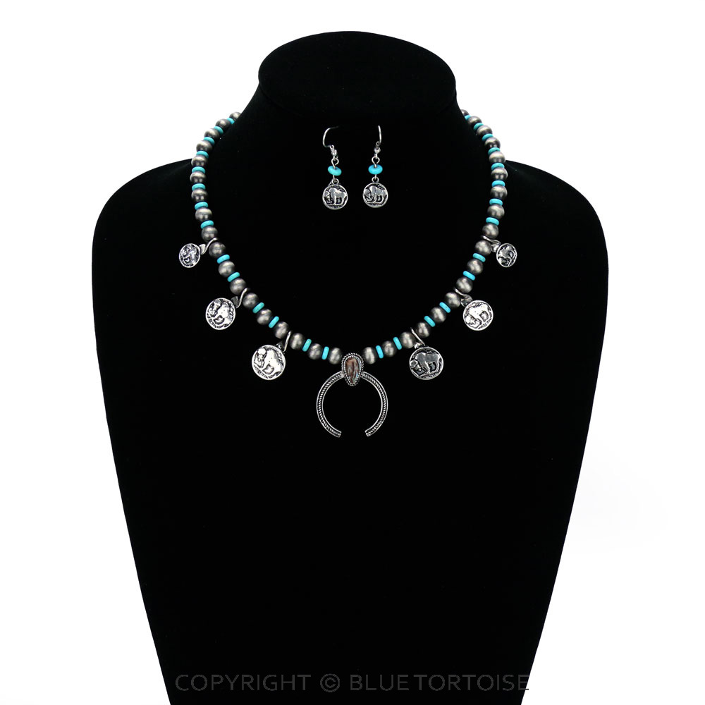 Western Single Squash Blossom Necklace Set - Image 2