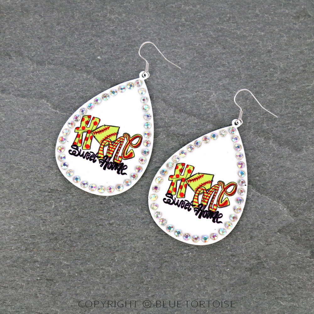 Home Sweet Home Metal Teardrop Dangle Earrings