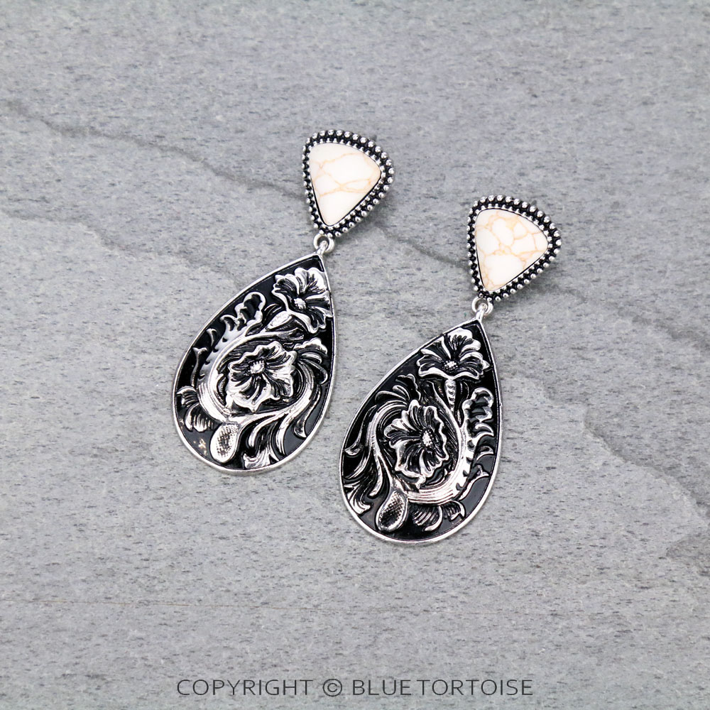 Teardrop Casting with Stone Stud Earrings