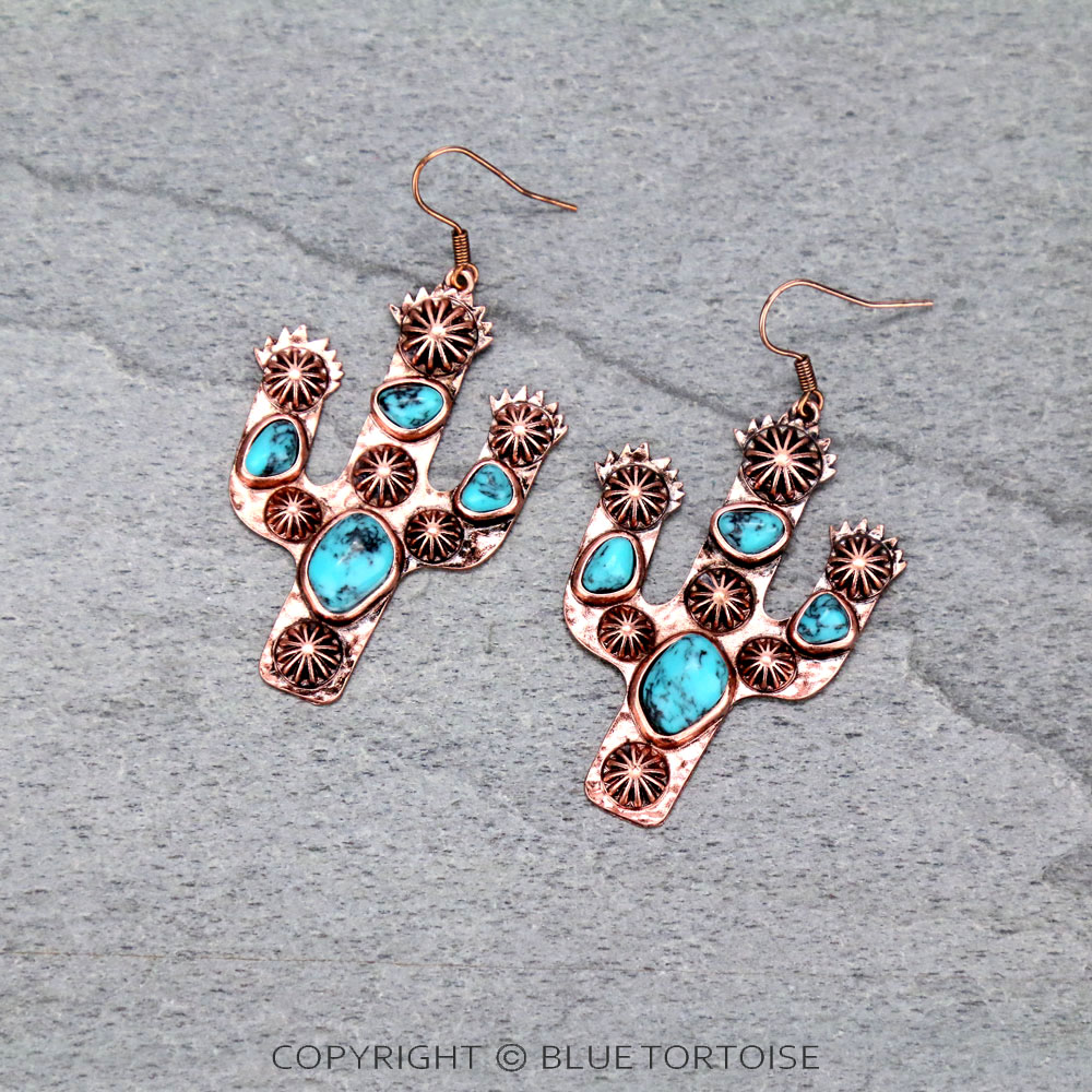 Cactus Semi Stone Dangle Earrings