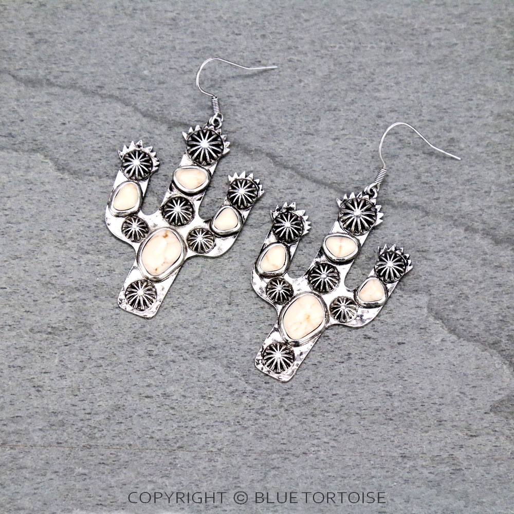 Cactus Semi Stone Dangle Earrings