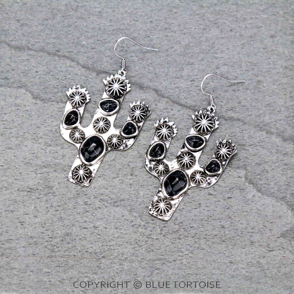 Cactus Semi Stone Dangle Earrings
