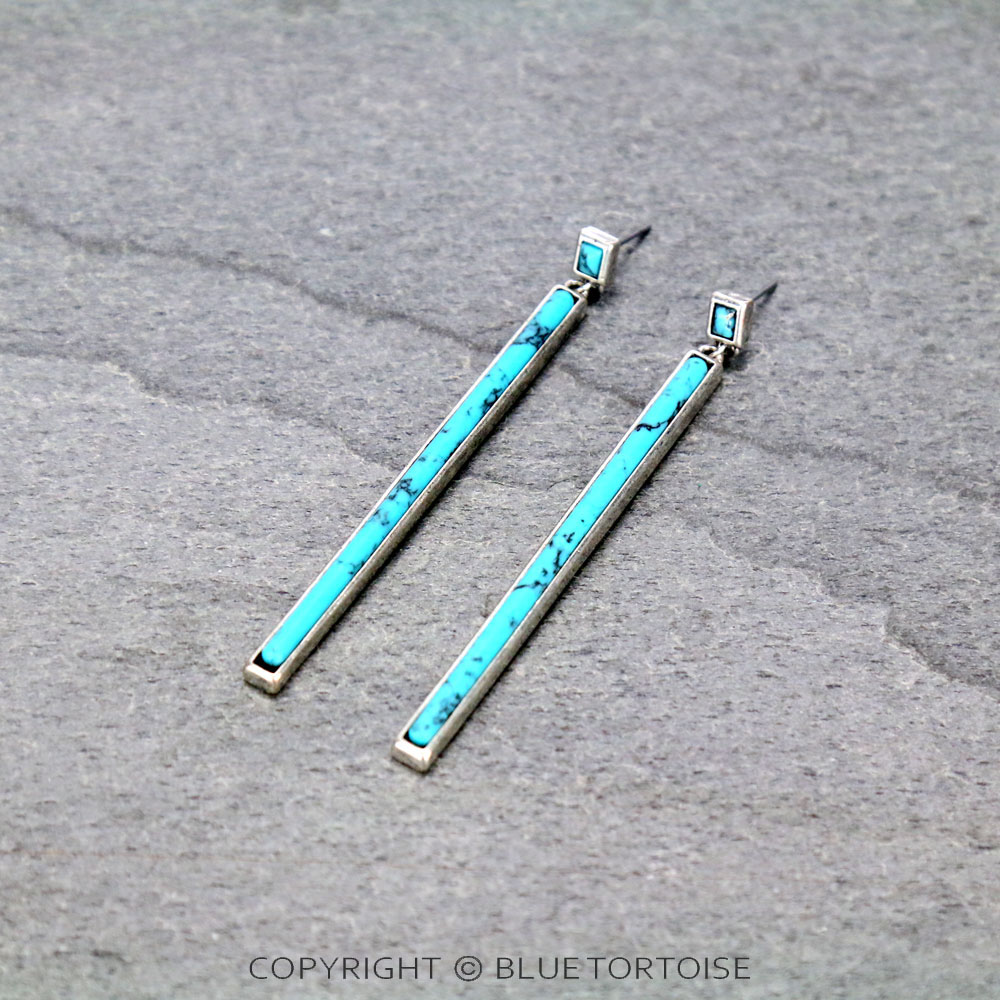 Western Stone Bar Drop Stud Earrings