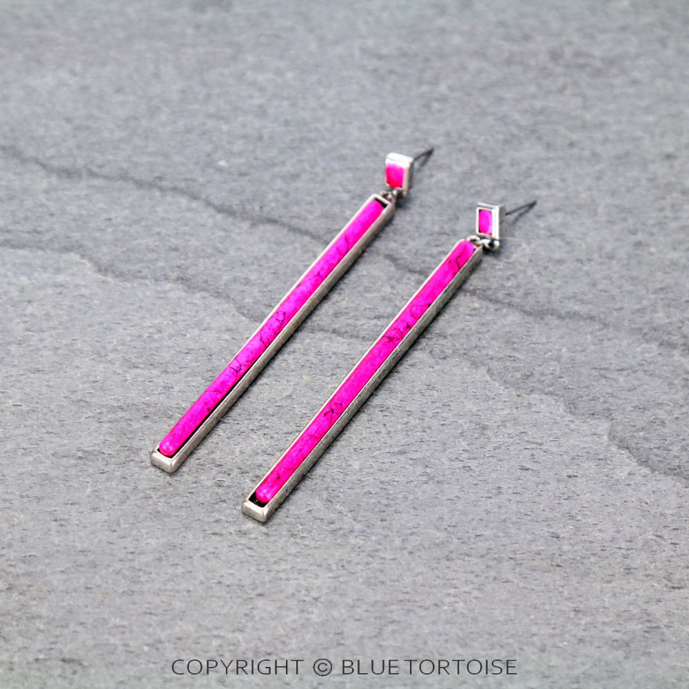 Western Stone Bar Drop Stud Earrings