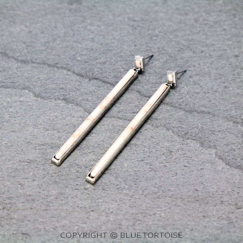 Western Stone Bar Drop Stud Earrings
