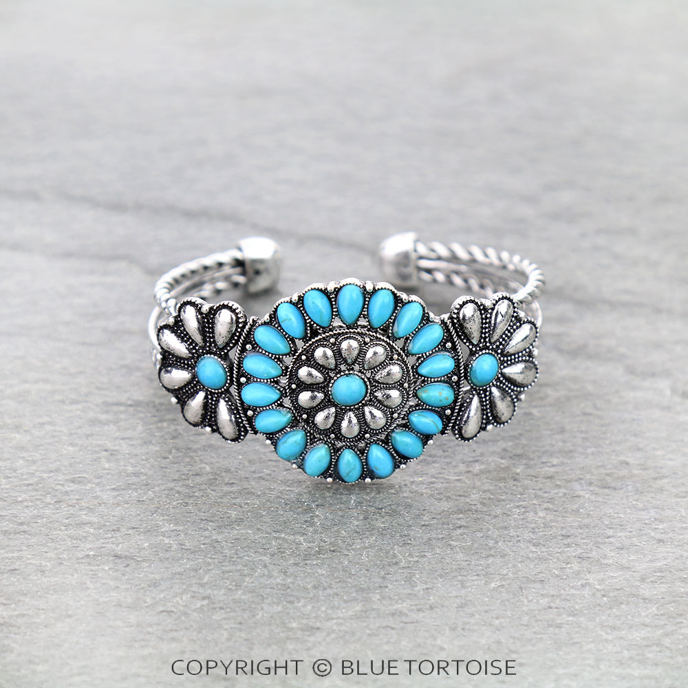 Western Concho Stone Cuff Bracelet