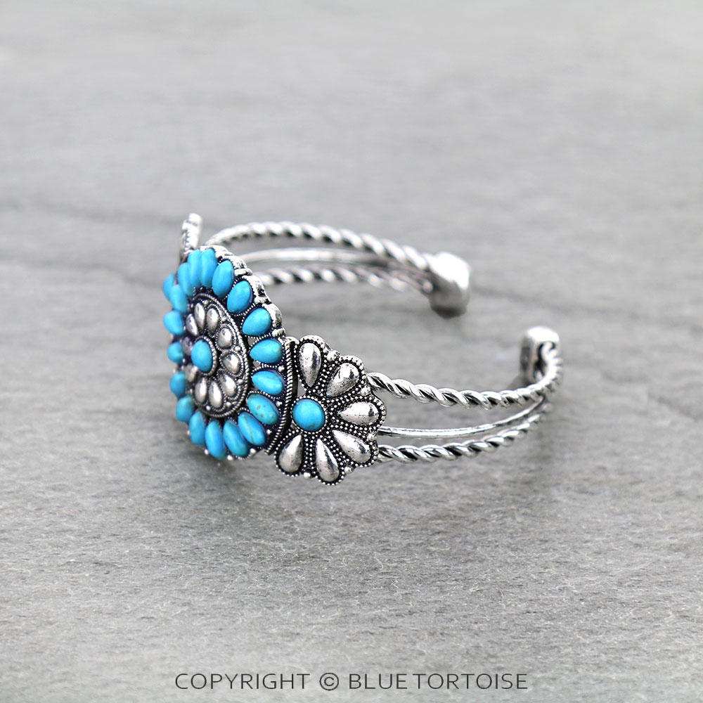 Western Concho Stone Cuff Bracelet - Image 2