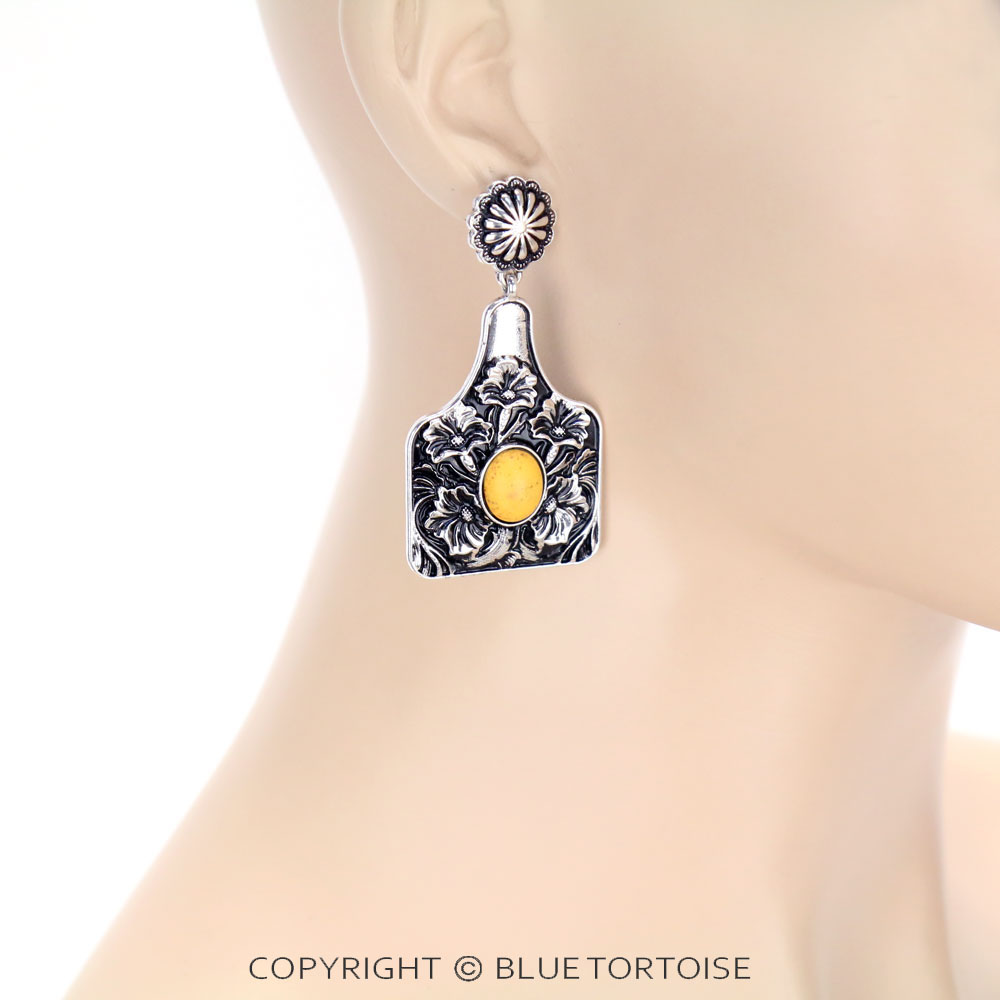 Cattle Tag Casting with Stone Stud Earrings - Image 2