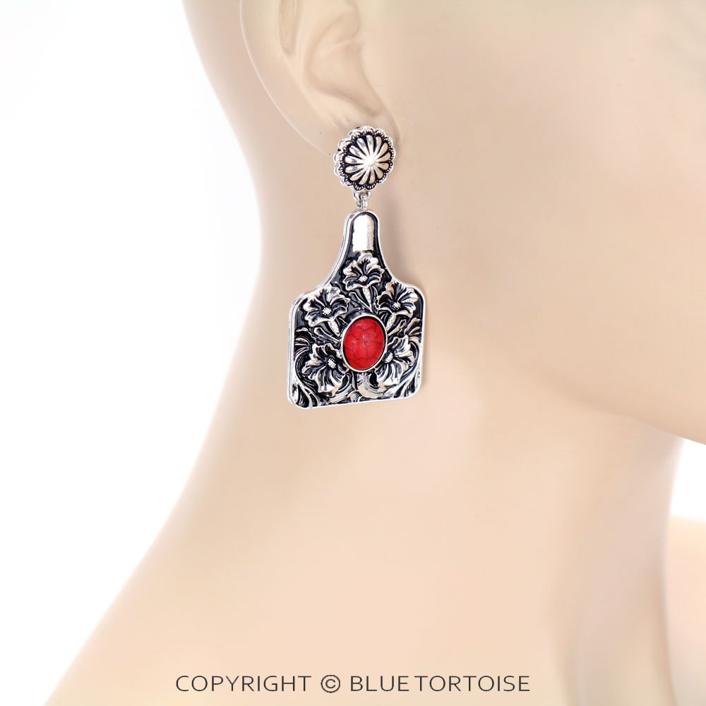 Cattle Tag Casting with Stone Stud Earrings - Image 2