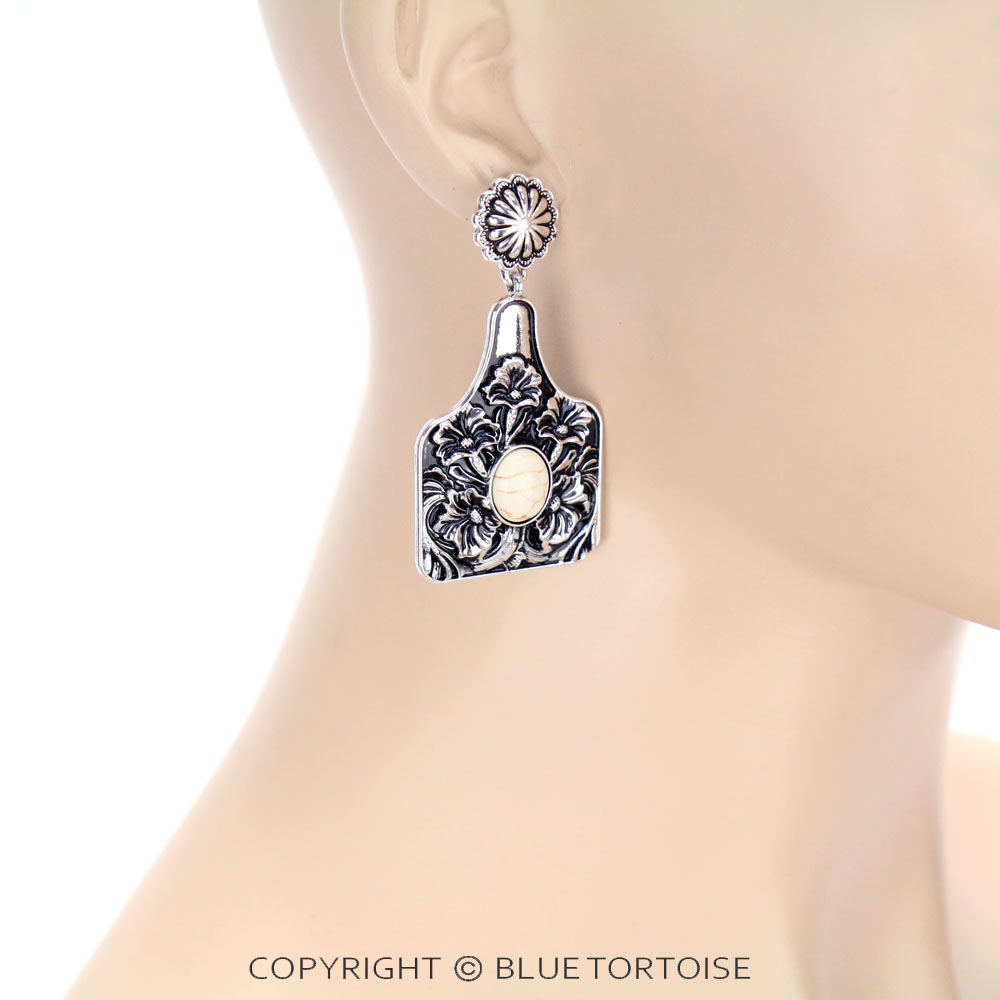 Cattle Tag Casting with Stone Stud Earrings - Image 2