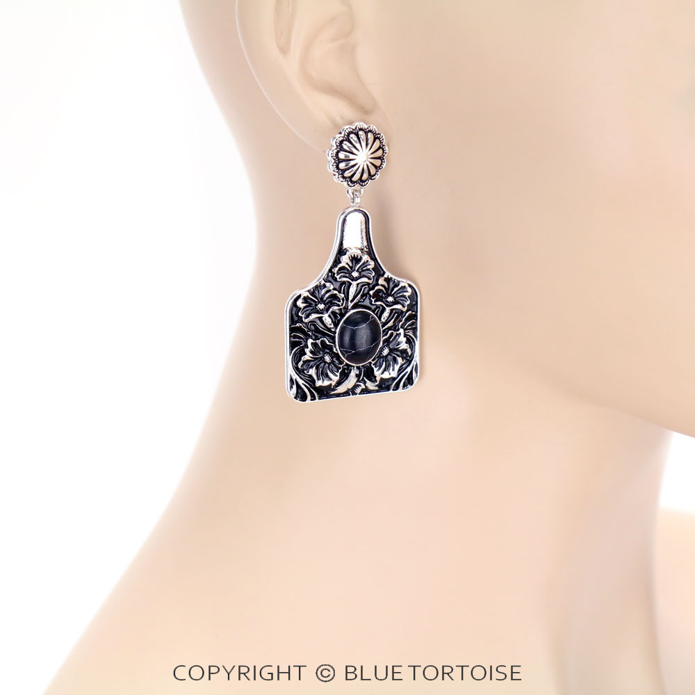 Cattle Tag Casting with Stone Stud Earrings - Image 2