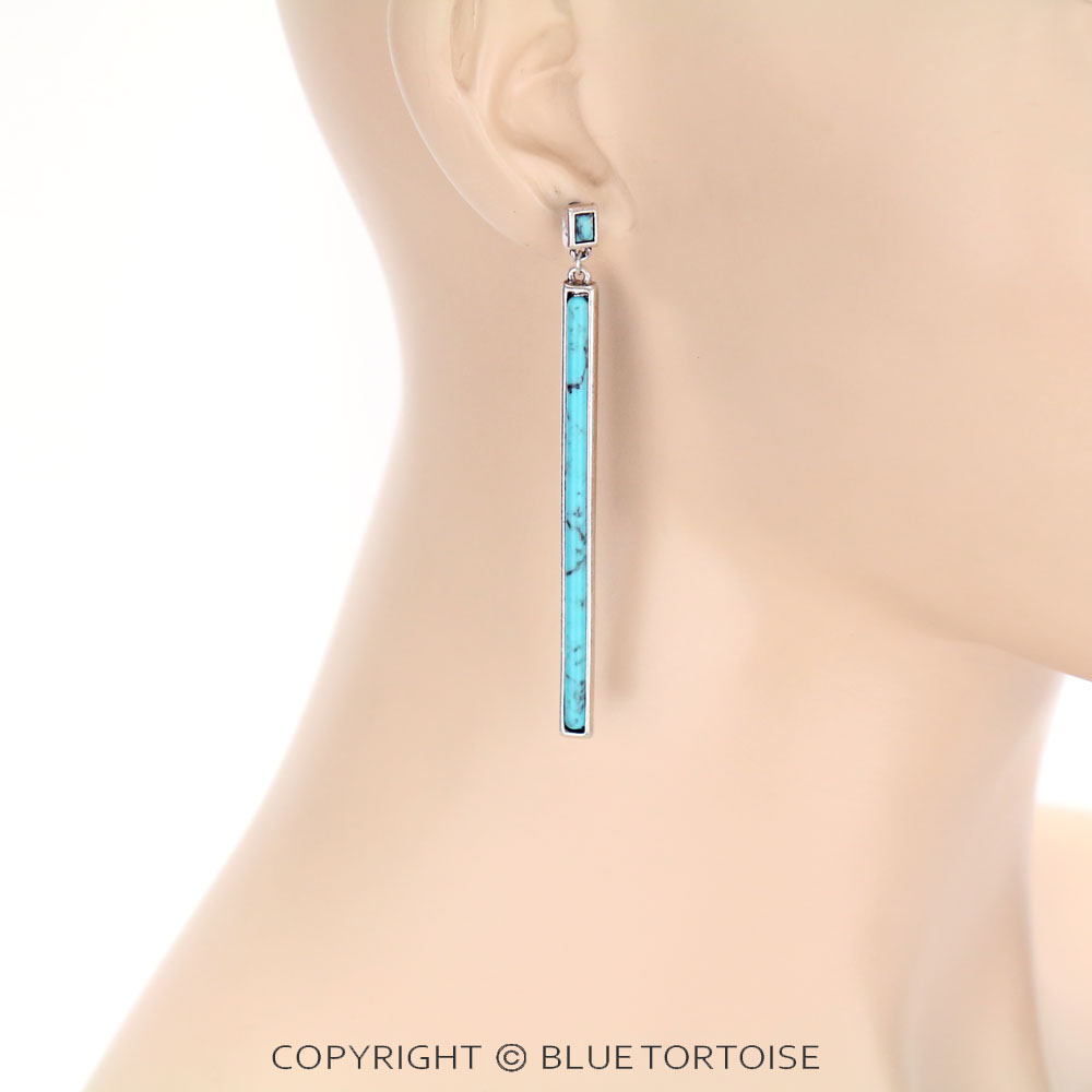Western Stone Bar Drop Stud Earrings - Image 2
