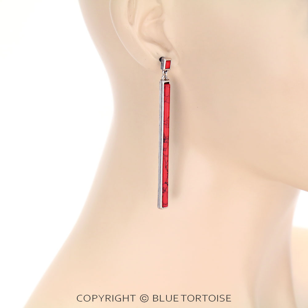 Western Stone Bar Drop Stud Earrings - Image 2