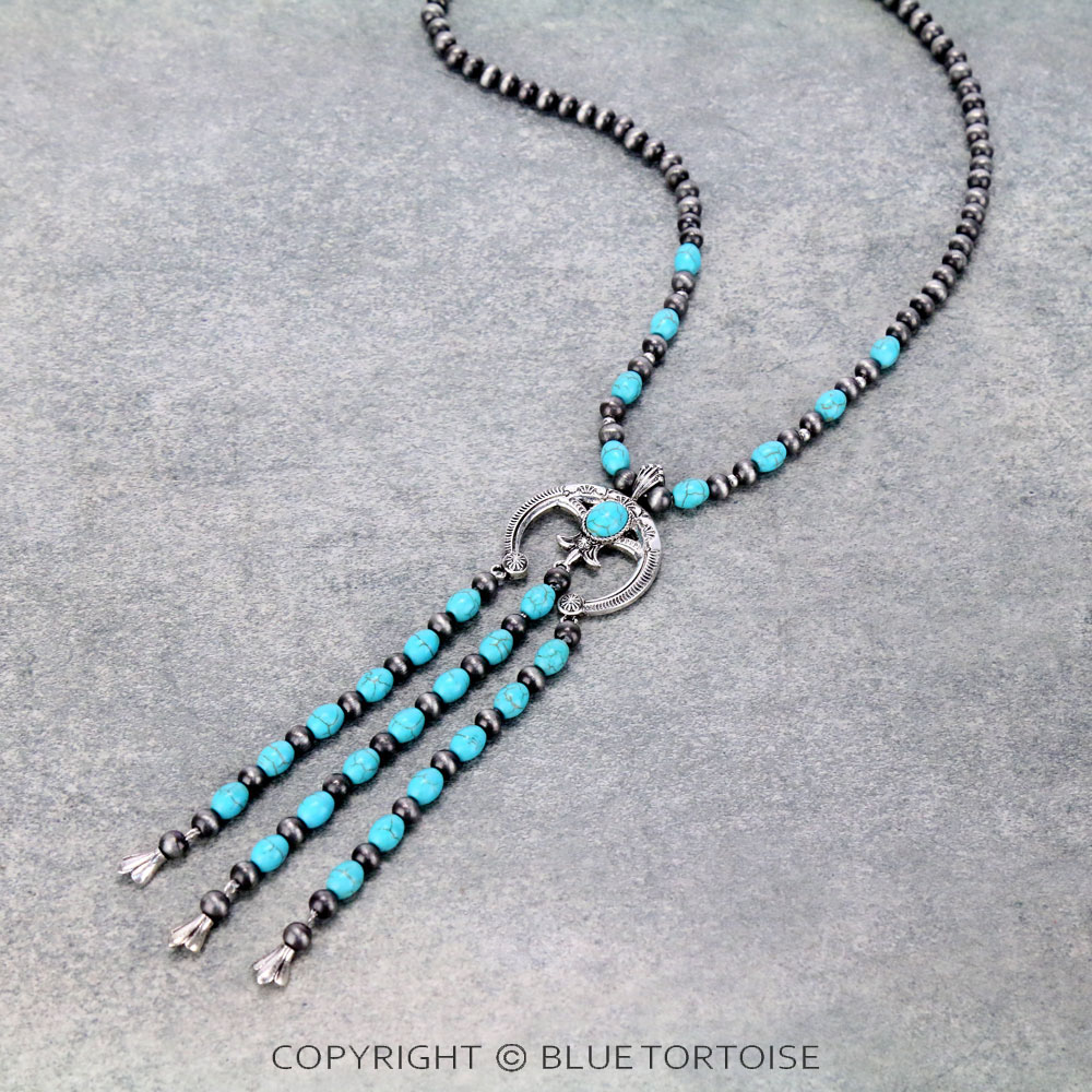 Squash Blossom Pendant with Bead Tassel Necklace