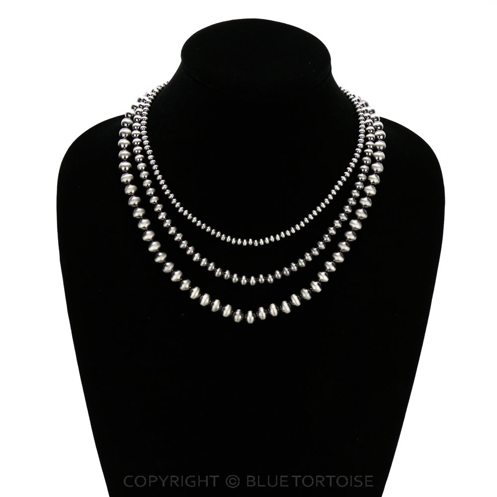 Navajo Style Pearl 3 Layered Necklace - Image 2