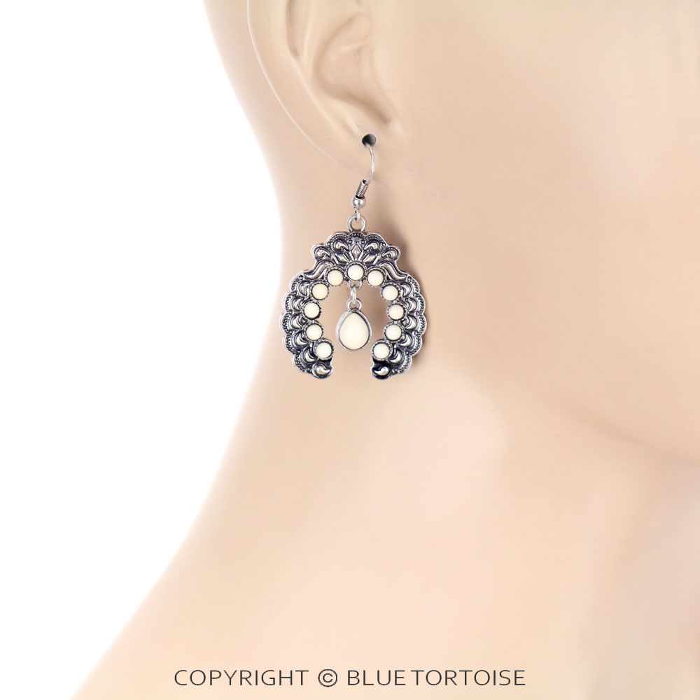 Western Squash Blossom Dangle Earrings - Image 2