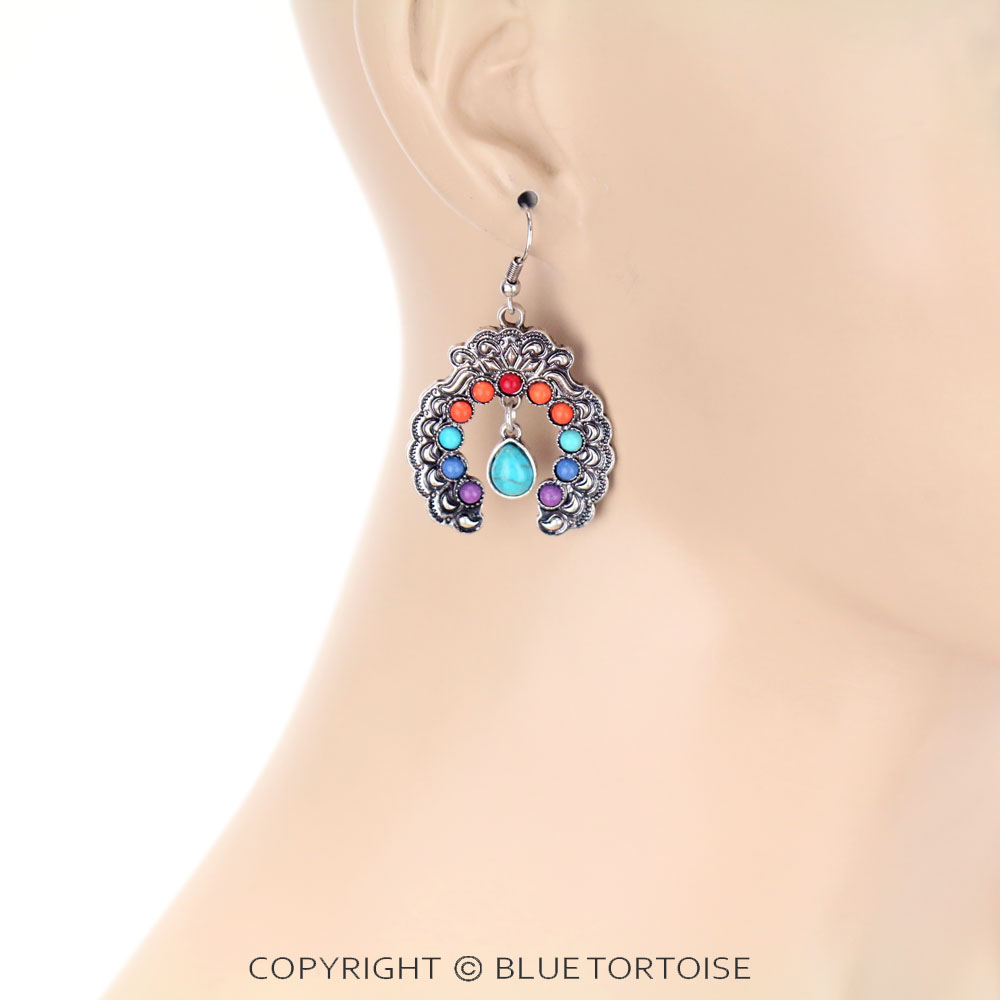 Western Squash Blossom Dangle Earrings - Image 2