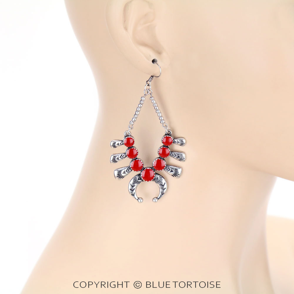 Squash Blossom Fish Hook Earrings - Image 2
