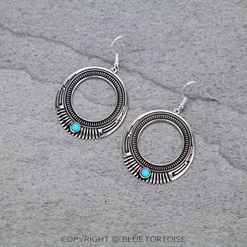 Western Texture Circle Dangle Earrings