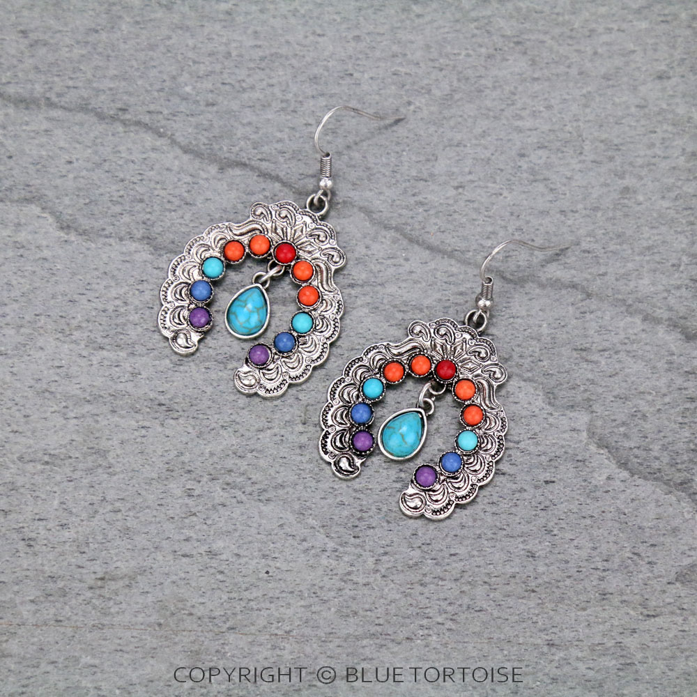 Western Squash Blossom Dangle Earrings
