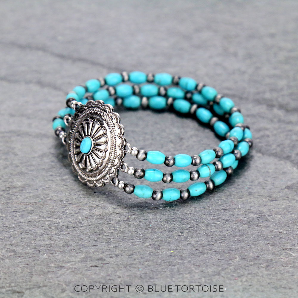 Concho with Bead Stretch Bracelet - Image 2