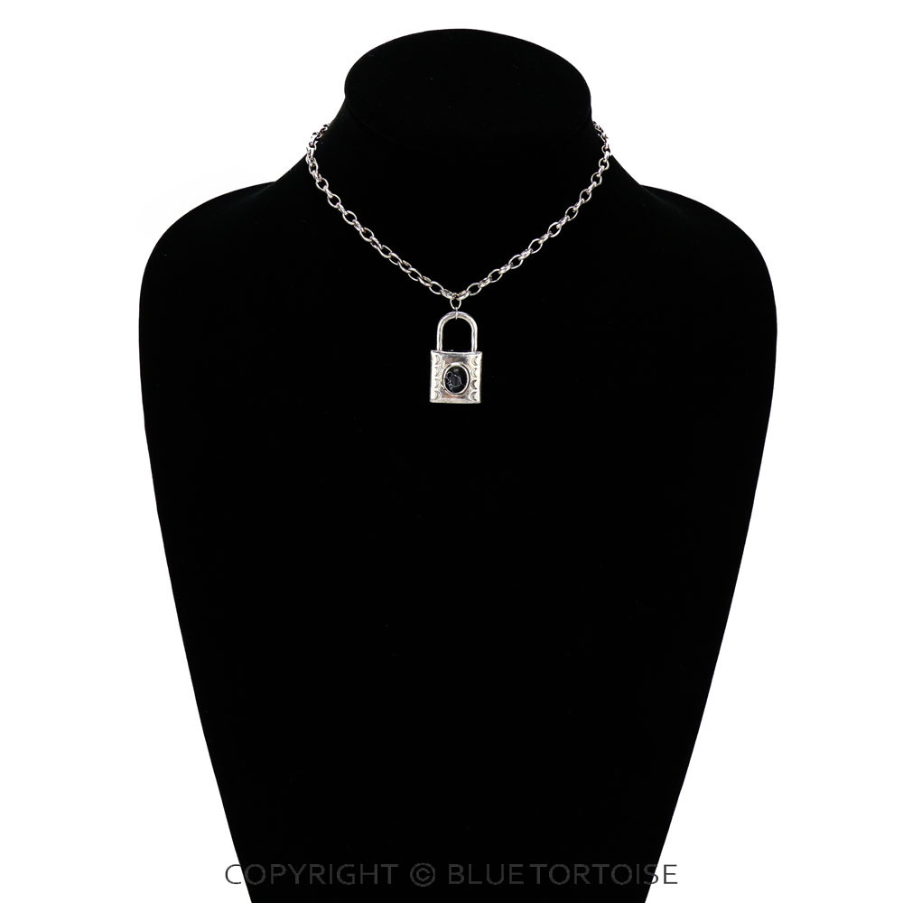Western Lock Pendant Choker Necklace - Image 2