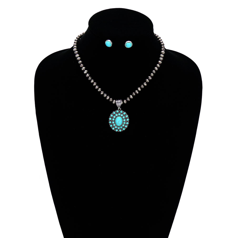 Western Design Navajo Style Pearl Necklace Set - Image 2